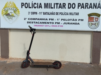 Polcia militar aborda criana de 7 anos de idade com patinete na contramo em avenida movimentada em Juranda