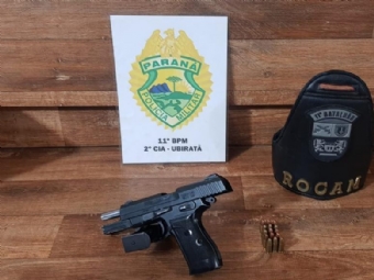 Trio  detido com pistola 9 mm em Ubirat aps abordagem da Polcia Militar