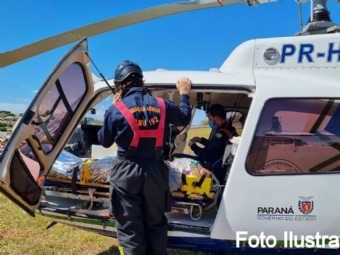 Aeromdico do Samu presta socorro a criana vtima de acidente entre Roncador e Nova Cantu