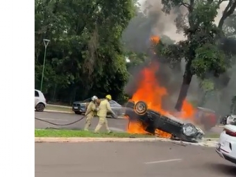 Mdico morre carbonizado aps grave acidente envolvendo trs veculos em Maring