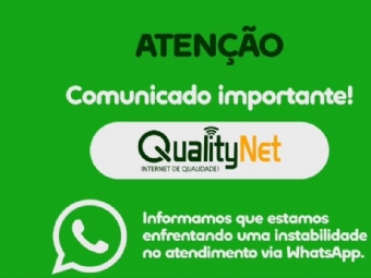 A Qualitynet informa que est com instabilidade em seu WhatsApp principal