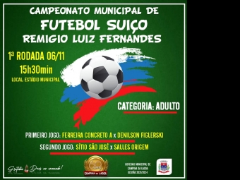 Sbado tem incio em Campina da Lagoa, o Campeonato municipal de Futebol Suo Remgio Luiz Fernandes