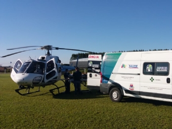 Vtima de acidente na PR-239 em Campina da Lagoa  transferido pelo helicpetro do Samu a CM