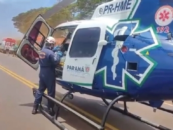 Mulher fica gravemente ferida aps capotamento na BR-369 em Corblia; helicptero do SAMU precisou ser acionado