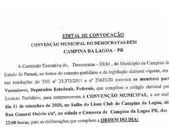 Edital de Convocao Conveno Municipal do Democratas - DEM 